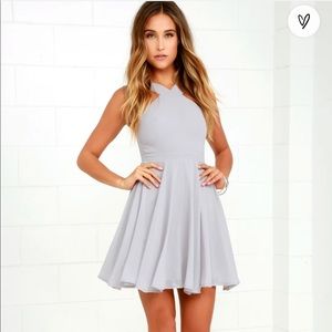 Elegant Gray Halter Dress